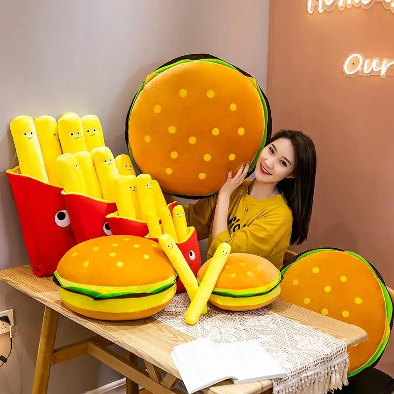Anak Patung Mainan Mewah, Bantal Hamburger dan Kentang Goreng, Sesuai untuk Kanak-kanak dan Perempuan, Bantal Anak Patung, Hadiah Hari Jadi untuk Kanak-kanak Perempuan dan Lelaki, Hadiah Hari Jadi untuk Kanak-kanak Perempuan dan Lelaki