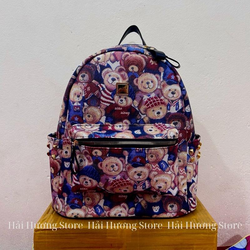 Balo Gấu Size 40 vừa A4, Laptop 14inch, Atlat địa lý Da Bag Đeo Vai Đồng 7