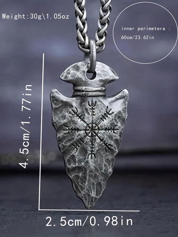 Unisex Vintage Geometric Design Pendant Necklace, Punk Style Spear Shaped Pendant Necklace, Fashionable Jewelry For Men And Women For Daily & Party Decoration 1