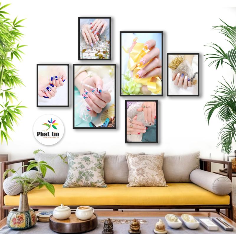 Tiệm nail spa make up phun xăm decor với set 6 tranh trang trí tranh dán tường tranh formex không sài khung có sẵn keo decor phòng xưởng in tranh decor Phát Tín.