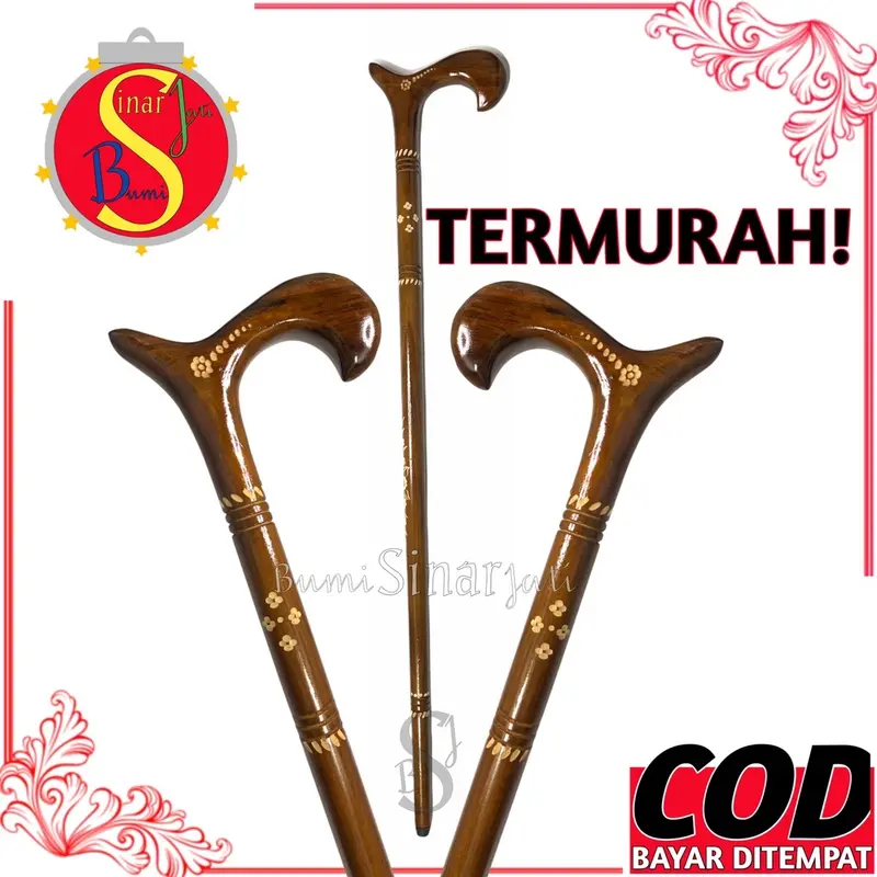 (BISA COD) tongkat alat bantu jalan -  tongkat orang tua - tongkat satu kaki - tongkat kayu jati - tongkat - teken - teken ukir - teken cukit dari kayu jati asli 0