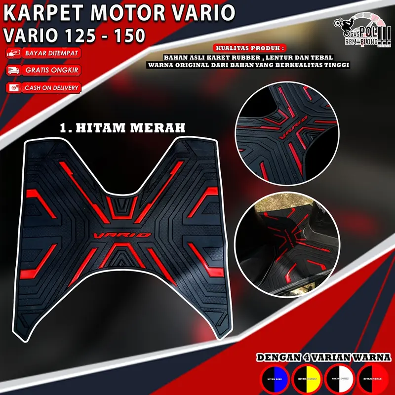 KARPET VARIO 125 150 ABS CBS ISS OLD NEW BORDES ALAS KAKI PIJAKAN TATAKAN MOTOR HONDA V125 V150 ANTI LICIN PREMIUM ACCECORIES AKSESORIES MOSCOW Sporty 4