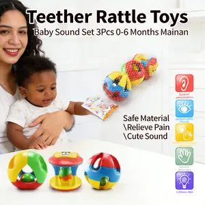 Mainan Edukasi Montessori Rattle Classic Bayi - Warna Cerah & Bentuk Unik, Melatih Motorik Halus & Sensorik, Stimulasi Visual & Kognitif, Bahan Food Grade Aman, Ukuran [Panjang x Lebar x Tinggi], Ideal untuk Aktivitas Sensorial & Early Learning