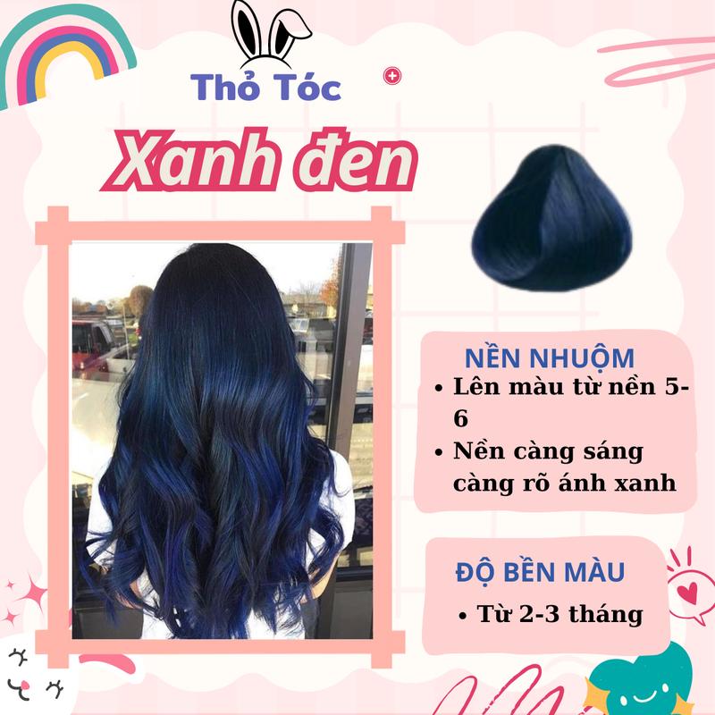 Thuốc Nhuộm Tóc Màu XANH ĐEN Xanh Than Xanh Dương Đen Không Tẩy | Kaiger Colour