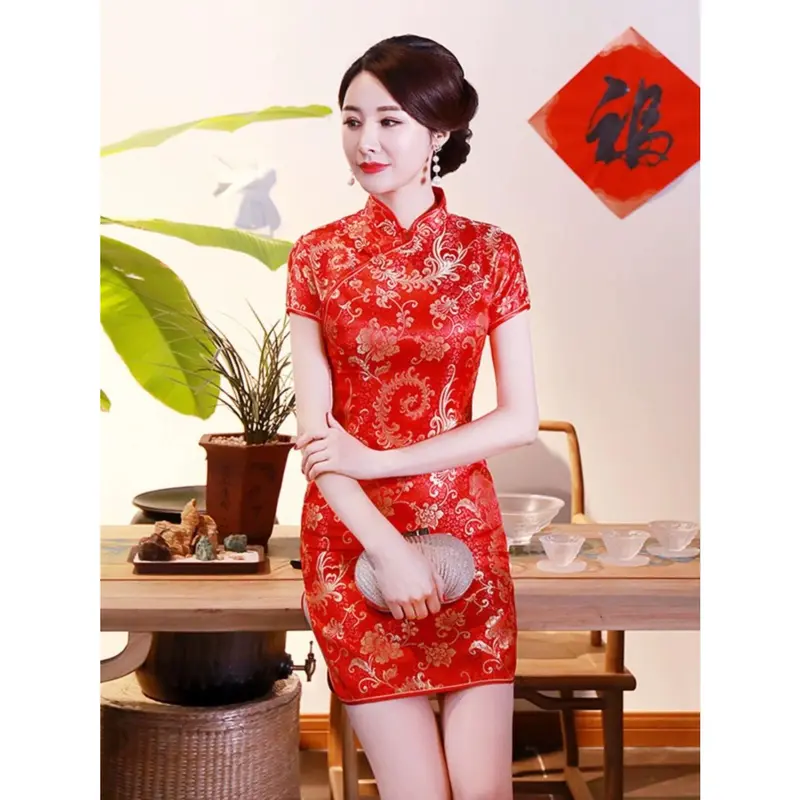 Sườn Xám Sửa Đổi, Dài, Phong Cách Trung Quốc Cổ Điển Cao Cấp Và Thanh Lịch, Ngoại Cỡ, Thích Hợp Biểu Diễn Và Nghi Thức, Váy Trình Diễn Thời Trang, 2024 Nữ Women 4