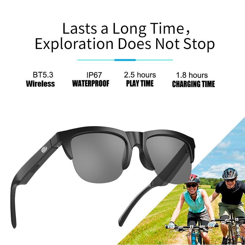 Touch Based Intelligent Bluetooth Glasses with USB Rechargeable For Outdoor Sports Calls Sunglasses Business Wireless Headphones - Image 2