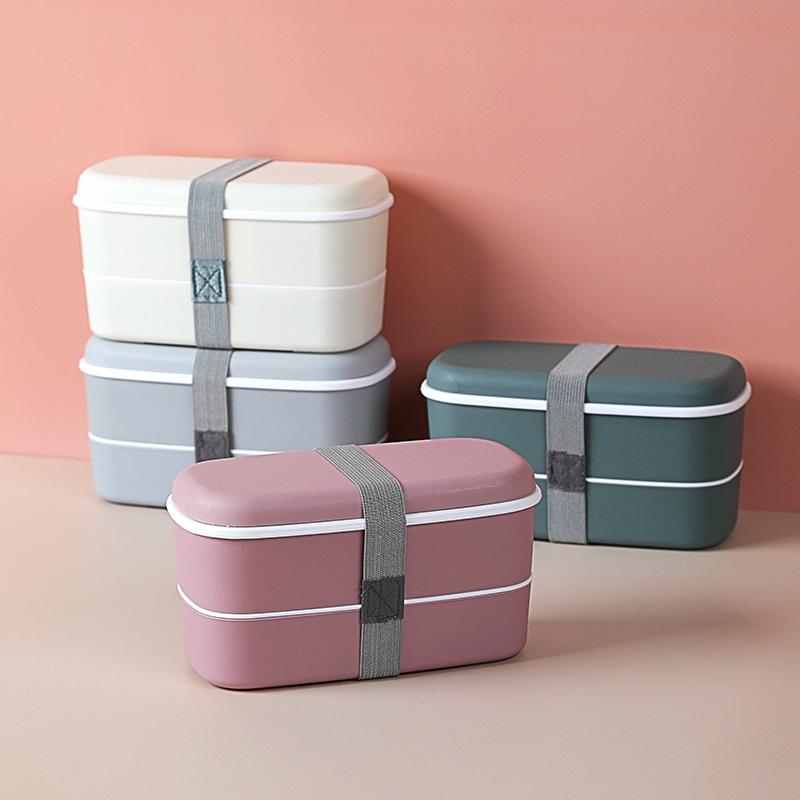 Product Introduction of New Double-layer Bento Box Portable Food Grade Material Microwave Fresh-keeping Box Double-layer Compartment Children's Lunch Box Tableware Cover 14