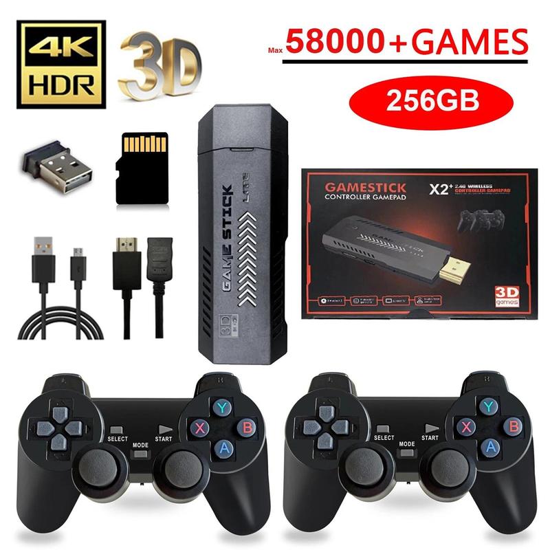 Gậy Chơi Game, X2 Plus 256G 50000 Game GD10 Pro 4K, Máy Chơi Game Video Cổ Điển 3D HD, Bộ Điều Khiển Không Dây, Trình Giả Lập TV 50, Tương Thích Với PS1 / N64 / DC wii  console Kem