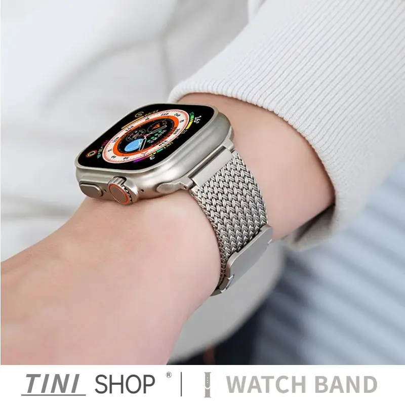 Dây đeo từ tính cho iWatch Ultra, Dây đeo kim loại dệt, Dành cho các mẫu iWatch Ultra 49mm, 45mm, 44mm, 41mm và 40mm, Dành cho nam giới, Dòng đồng Đồng Hồ Apple 9, 8, 7, SE, 6, 5, 4, 3, S8 Ultra, Bao gồm dây đeo 0