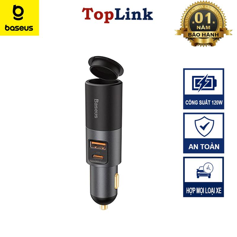 Tẩu Sạc Nhanh Ô Tô 120W Baseus QC 4.0 3.0 PD PPS 120W Loại C Sạc Nhanh 2 Cổng USB