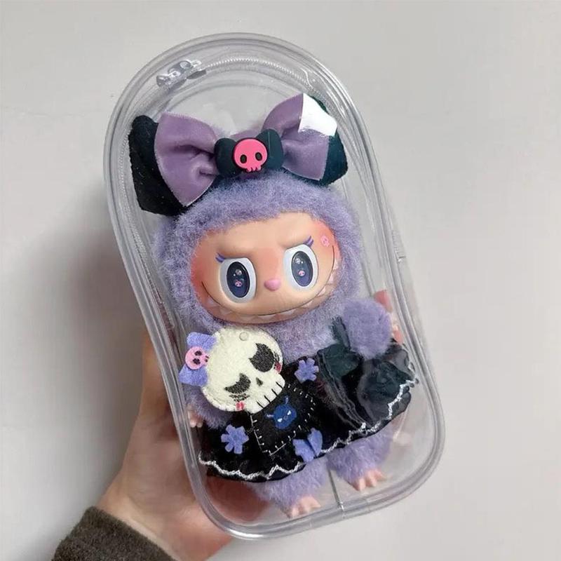 Product Introduction of [Only Bag] Transparent Storage Bag For 15-17CM LABUBU Dust Proof Cotton Doll Baby Walking 19cm Hanging Bag 10