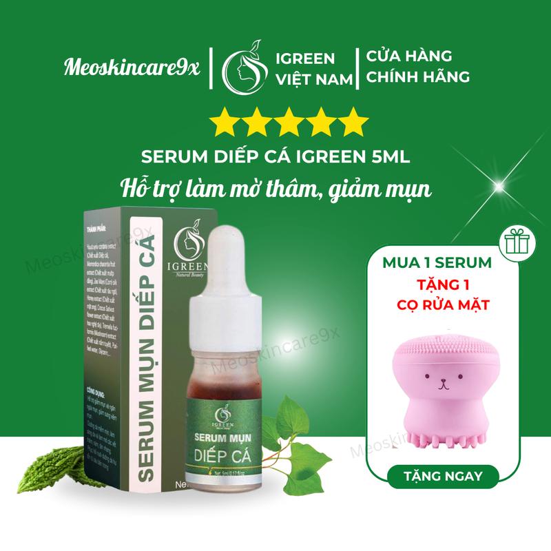 Serum Diếp Cá Igreen chiết xuất thiên nhiên dành cho da mụn, hỗ trợ giảm mụn, giảm thâm, se khít lỗ chân lông, dành cho da mụn, da dầu, da nhạy cảm, dùng được cho cả mẹ bỉm, mọi lứa tuổi, Làm Đẹp Da
