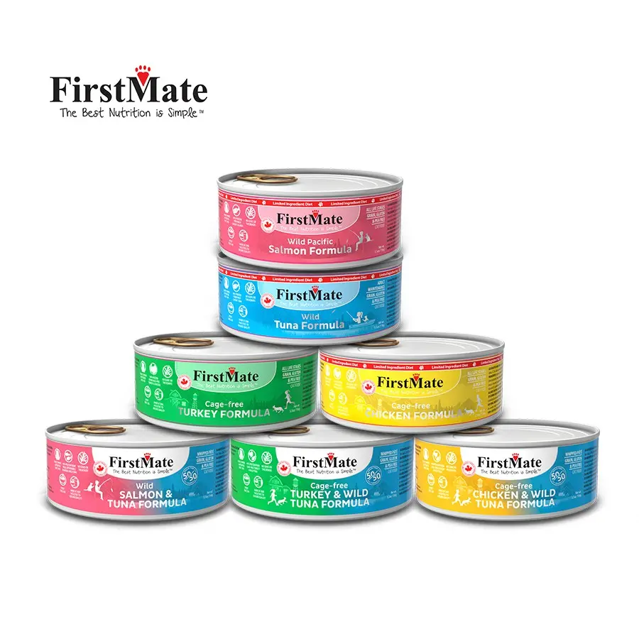 FirstMate Premium Cat Pate Canned Food, 156g/5.5oz - 7 Flavours (Grain Free, Gluten Free)