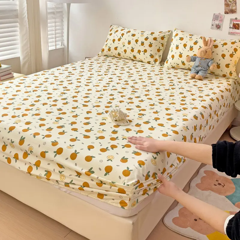 Bộ ga gối 3 món bọc đệm cotton đũi, ga giường đũi cotton kèm 2 vỏ gối chất liệu mềm mại 2