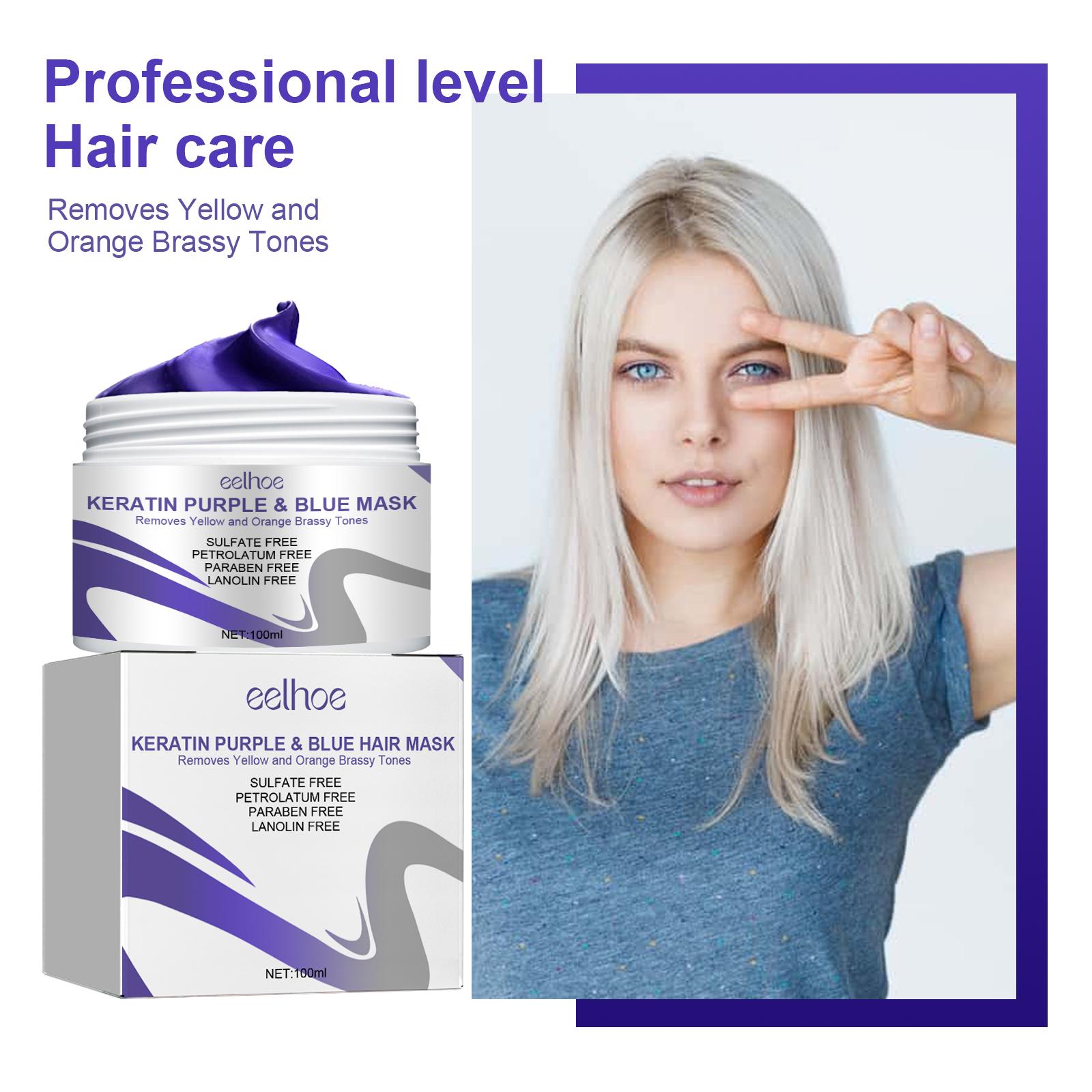 Masker Rambut Ungu EELHOE Melembapkan Ujung Rambut Terbelah, Rambut Kering Perm, dan Masker Melembapkan Rambut Halus Conditioner Vitamin Haircare Shampoo Perawatan Ketombe Kutu