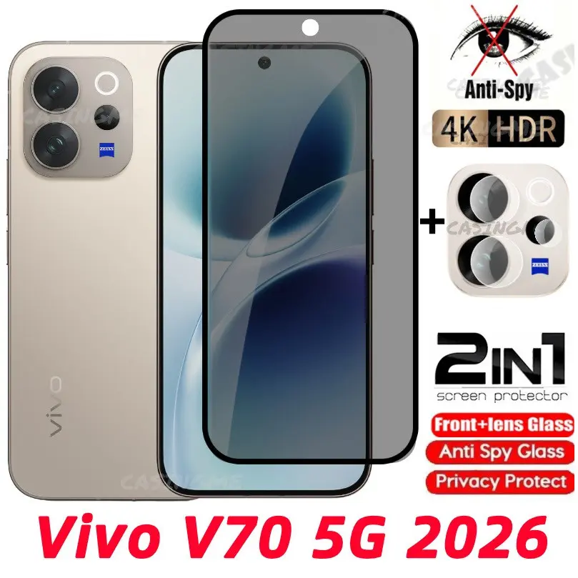 Vivo V70 5G 2026 Private Tempered Glass Anti-Spy Full Cover Screen