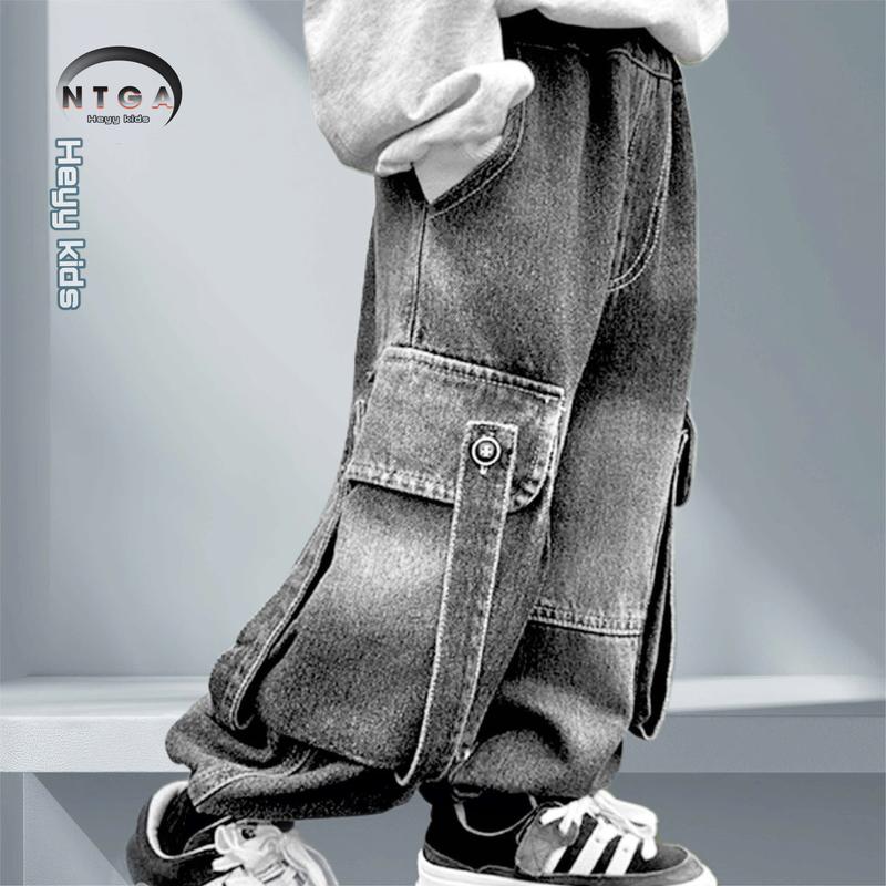 13-40kg Quần boy phố trẻ em jean túi hộp bé trai Màu đen khói cực chất mã HD-50 quần bò mềm bé trai
