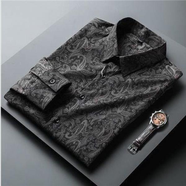 Áo Sơ Mi Nam Mới, Dài Tay, Mỏng, In Họa Tiết Paisley, Cao Cấp Và Giá Cả Phải Chăng, Sang Trọng, Thời Trang, Không Cần Ủi Menswear 1