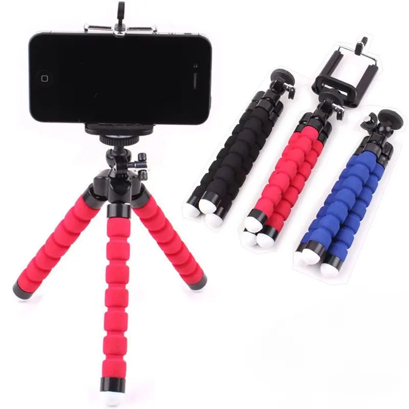 Flexible Sponge Grip Mini Tripod Stand, 360° Rotatable Camera and Phone Mount, Portable Adjustable Tripod with Universal Clamp, for Photography and Videography, Non-Waterproof Selfie Cellphone