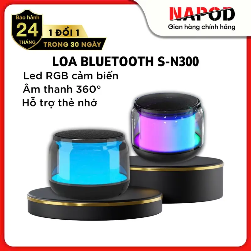 Loa Bluetooth NAPOD Mini Không Dây Đèn Led Rgb, Âm Thanh HIFI 360 Có Hỗ Trợ Thẻ Nhớ,  BẢO HÀNH 12 THÁNG. 0