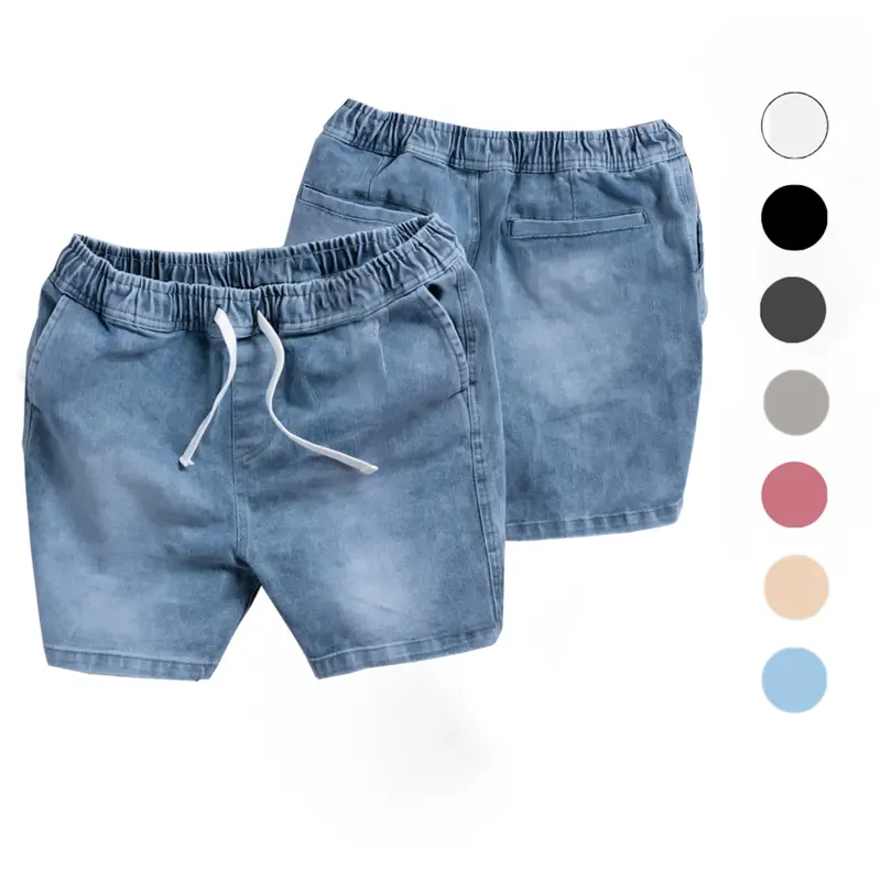 Quần short jean nam xanh bạc from trên gối 0