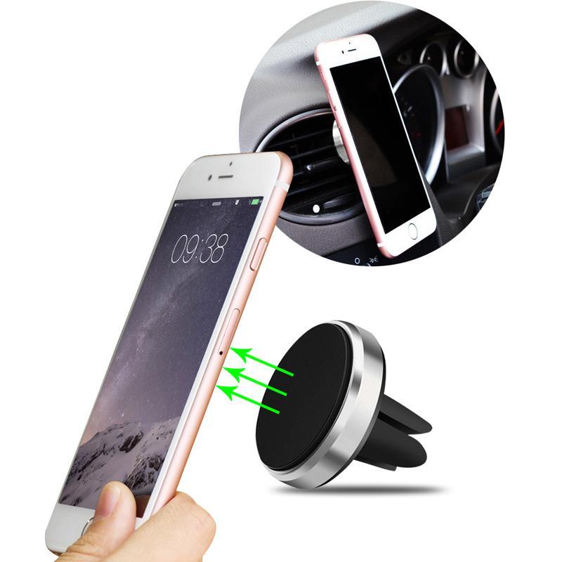 Mini Magnetic Car Air Vent Phone Holder, Clamp-on Round Magnetic Car Phone Holder, Universal Car Phone Stand for iPhone 15 14 13 12 XR, Xiaomi, Huawei & Samsung 3