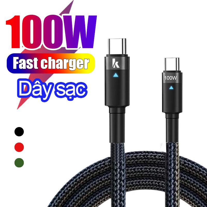  Bộ sạc nhanh thông minh C-C 100w Dây sạc 3 màu tùy chọn usb type c sang type c cho Samsung xiaomi redmi huawei vivo oppo phone phụ kiện 