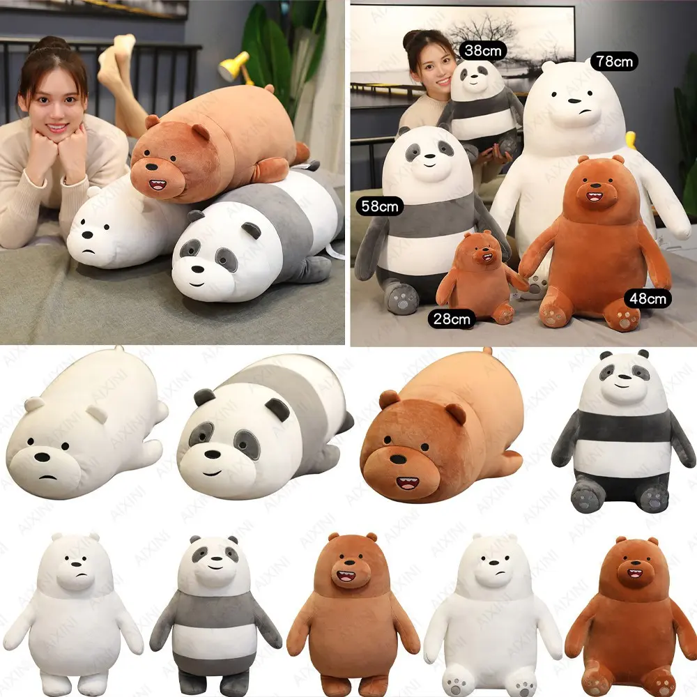 Gối Nhồi Bông, Thiết Kế Gấu Trúc, We Bare Bears, Thích Hợp Để Ngủ, Đứng Và Crawl, Đồ Chơi Nhồi Bông, Màu Trắng Xám, Gấu Trúc Nhồi Bông, Gấu Bông Mềm Mại, Thích Hợp Làm Quà Tặng Sinh Nhật Dễ Thương Cho Bé