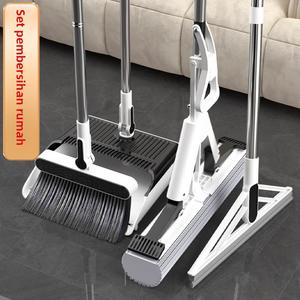 Set Penyapu dan Dustpan, Tiga Keping dan Empat Keping, Penyapu Rambut Malas, Bebas Tangan, Mop PVA Basuh, Cangkuk Melekit, Reka Bentuk Klip Lekap di Dinding, Sesuai untuk 2025 without trace cangkuk & rel Supplies