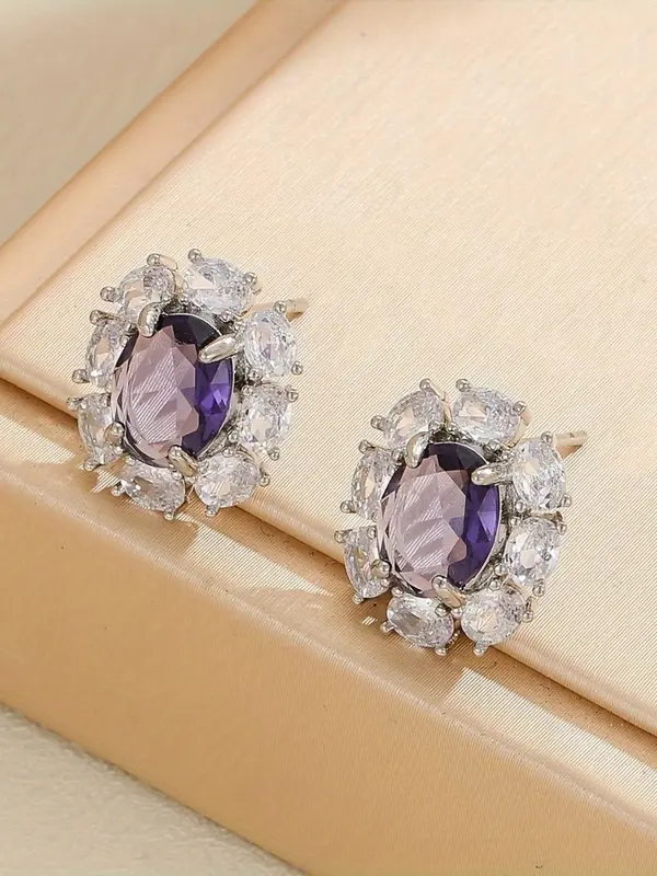 Women's Elegant Crystal Stone Decorated Jewelry Set, Vintage Style Pendant Necklace & Dangle Earrings & Ring & Bracelet, Fashion Jewelry for Party, Daily Decor 3