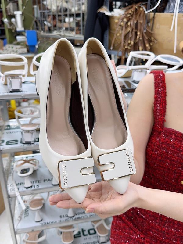  Giày búp bê nữ mũi nhọn 3Cm & 5Cm Giày cao gót khóa Miu Mã Caogotmiunhon Shoes éP Shoes GiàY 