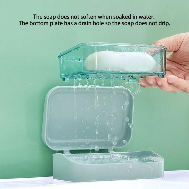Plastic Bathroom Soap Box With Lids Travel Portable Plate Tray Dish Storage Holder Draining Rack Home Soap Container 7