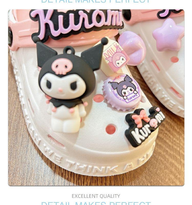 Product Introduction of Kuromi children's internet famous slippers, cool shoes, girls' hole shoes, funny girls' Kuromi fans, anti slip summer women's swimming one piece FNI6 7
