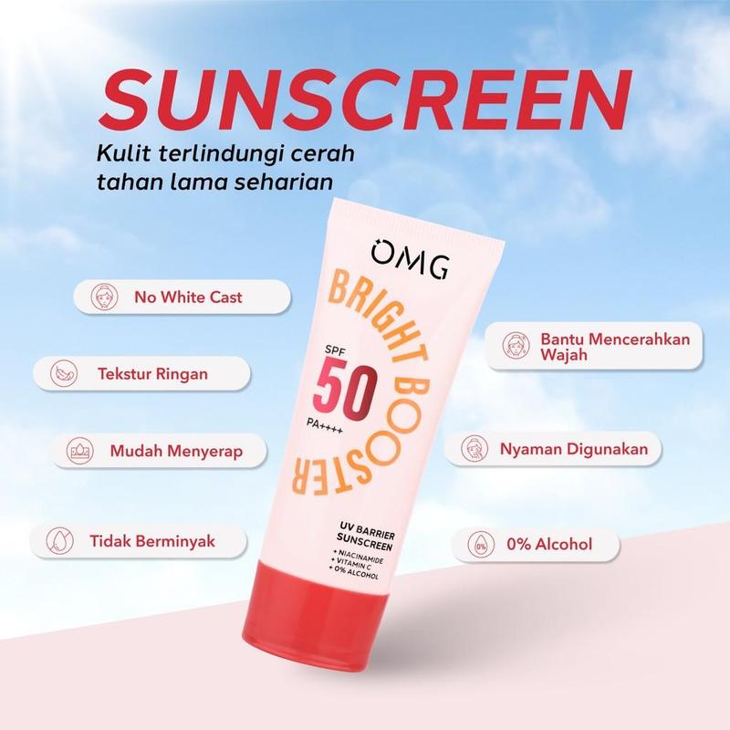 OMG Oh My Glow - Bright Booster Glow Kit Paket Perawatan Wajah untuk Kulit Tampak Glowing, Mencerahkan, Tampak Sehat, Menjaga Skin Barrier, Mengandung Niacinamide , Peptide, Vitamin C - Sabun Pembersih Wajah, Moisturizer, Sunscreen 4