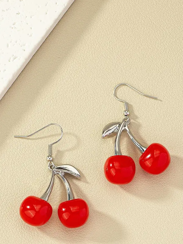 1 Pair Cherry Design Drop Earrings, Fashionable Vintage Earrings Jewelry for Women, Daily Use 7