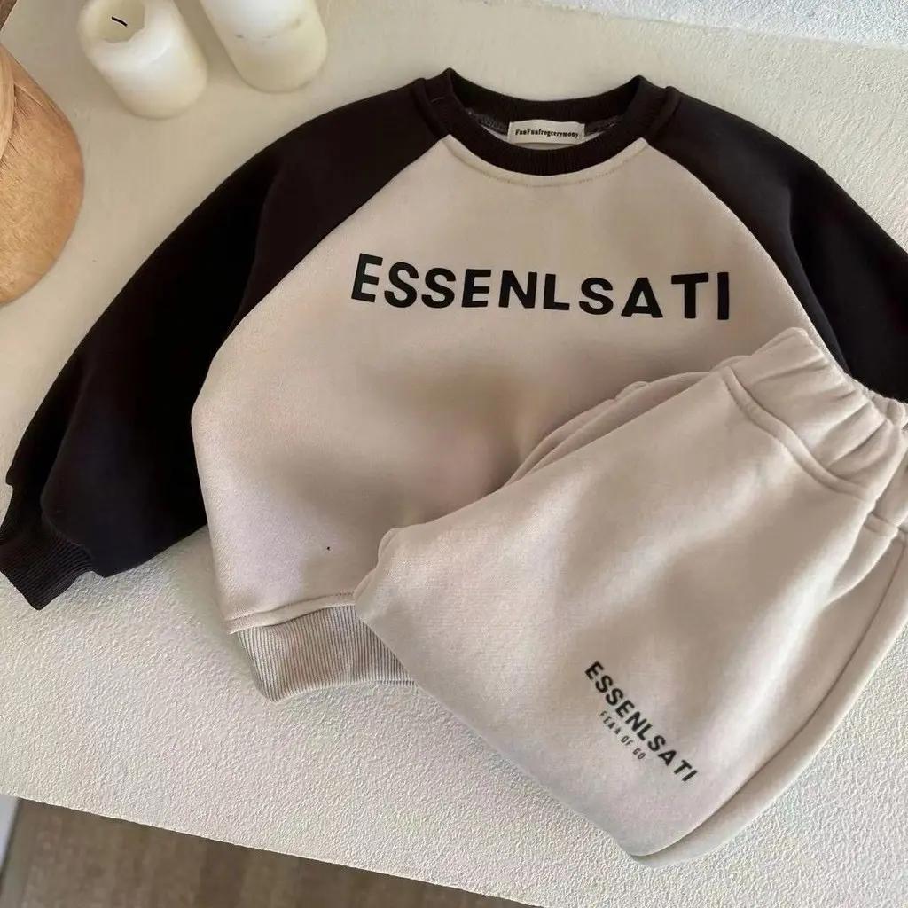 Bộ Nỉ Lót Lông ESSEN Cho Bé Trai Basic Phong Cách Hàn Quốc (8-25kg)