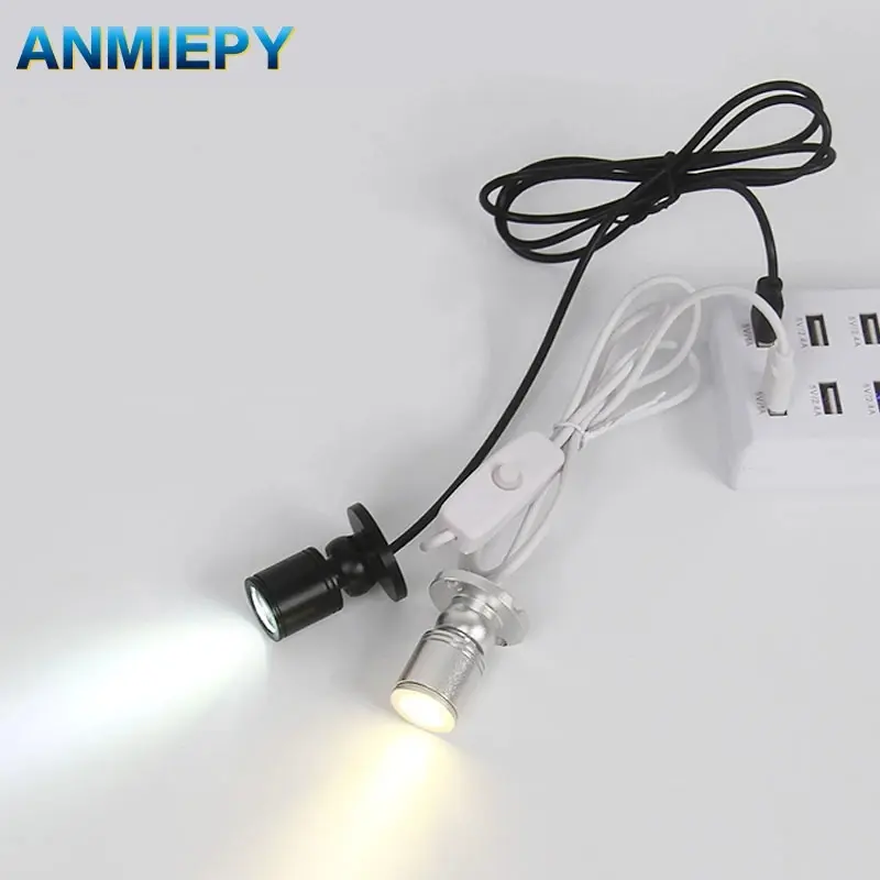 USB small spotlight 3W mini hand-held display cabinet wine cabinet workbench jewelry atmosphere lamp adjustable led spotlight