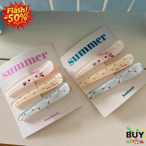 กิ๊บติดผม น่ารัก กิ๊บติดผม กิ๊บติดผม เครื่องประดับผม มีสีเหลือง สีขาว และสีน้ำเงิน ลายจุดคิตตี้ เหมาะสำหรับล้างหน้าและแต่งหน้า