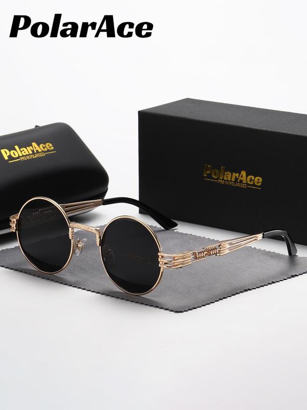 Unisex Vintage Round Frame Sunglasses, Trendy Casual Sunglasses for Everyday Use, Fashion Accessories for Outdoor Activities 0