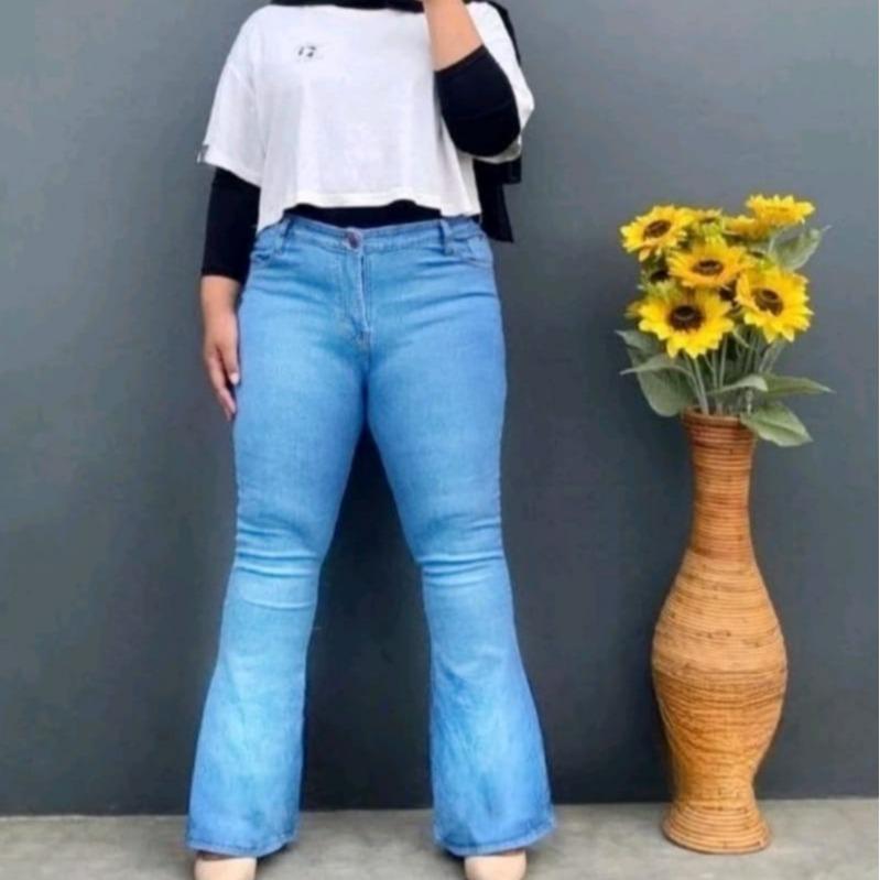 Celana cutbray wanita jumbo premium -Celana jeans cutbray jumbo-Highwaist cutbray jeans jumbo Polos. Panjang Stretch Cewek 1