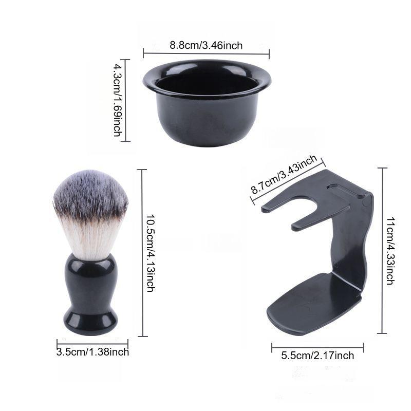 Product Introduction of Men's Shaving Tool Set, 3 Counts/set Soft Beard Brush & Hanging Bowl & Beard Brush Stand, Professional Facial Shaving Tool for Barber Shop & Home Use 1