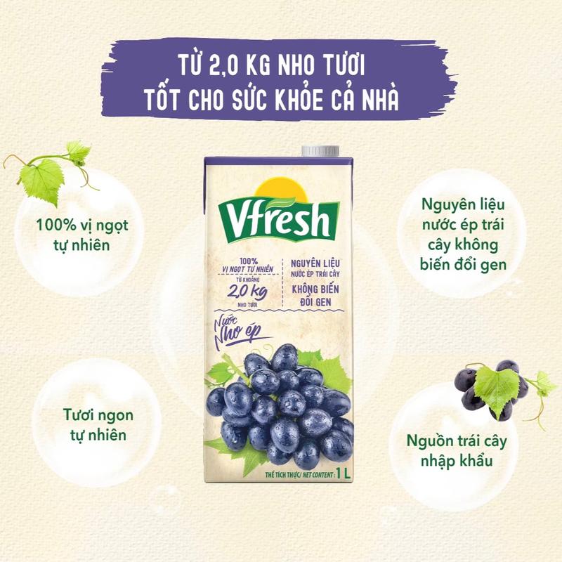 [COMBO LẺ] Vinamilk Nước Ép VFresh Nho Hộp 1 Lít