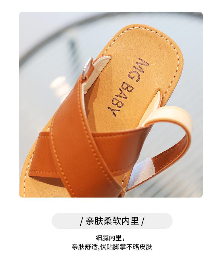 Product Introduction of Children's Sandals 2024 Summer New Fashion Versatile Baby Simple Soft Sole Boys and Girls Open Toe Cross Beach Shoes 5