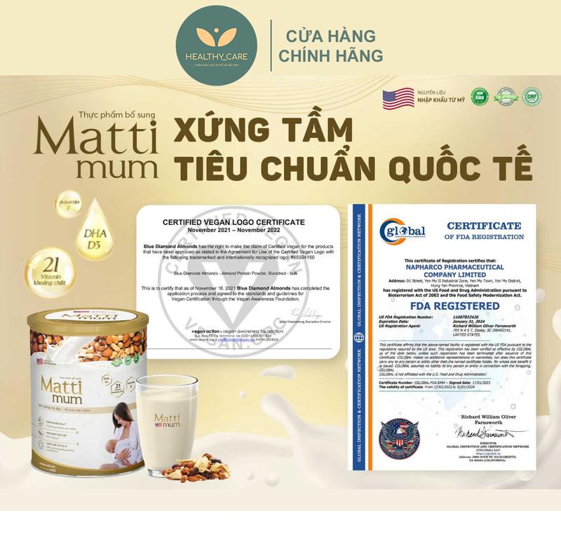 Sữa Hạt Lợi Sữa Matti Mum  - Hộp 650g Men Vi Sinh 4