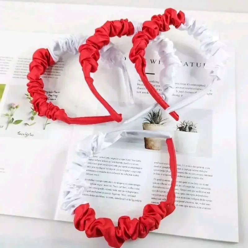 Bando Scrunchie Merah Putih/Bando Merah Putih/Bando Viral Merah Putih Headbands Aksesoris Wanita 5