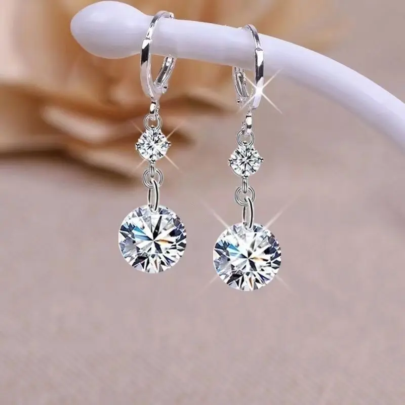 Bông Tai Bạc S925, Dành Cho Phụ Nữ, Phong Cách Hàn Quốc, Zircon Siêu Sáng Bóng, Dài Và Ngắn, Trái Tim Nữ Tính Tươi Mới, Dễ Phối Đồ, Thích Hợp Cho Người Nổi Tiếng Trên Internet, Hoa Tai Mới