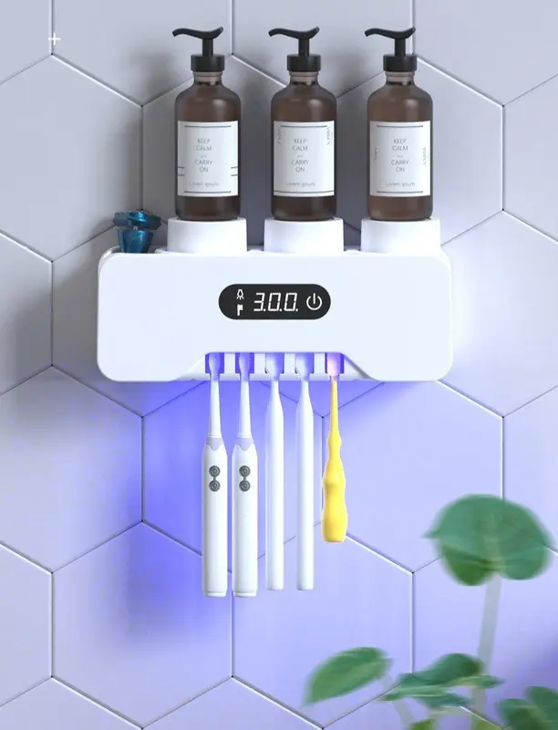 Giá để bàn chải khử khuẩn bằng tia UV kết hợp sấy khô (BH12tháng) tặng bộ nhả kem đánh răng auto SMART_STORE Đựng Bàn Chải 1