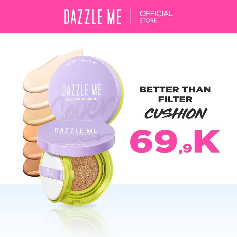 Cushion DAZZLE ME Better Than Filter Loose Powder Two Way Cake Maxnificent Essence High Coverage 1