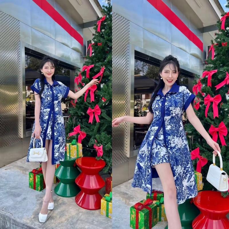 SET7230 Aida Printed Long Shirt w/ Shorts Set 7