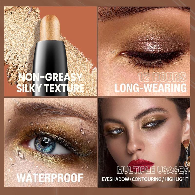 Long Lasting Eyeshadow Stick, Waterproof Eyeshadow Pen, High Pigmented Eye Shadow Stick, Easy Coloring Eye Shadow Pen, Colorful Eye Makeup Product, Summer Makeup 4
